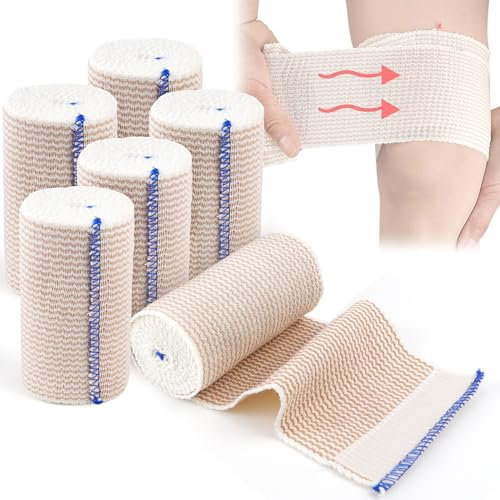 Premium Elastische Bandage 6 Stück Kohäsive Fixierbinde Kompressionsbandage Stützbandage für Knöchelunterstützung, Arm-, Bein- oder Brustkorbverletzungen
