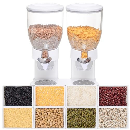 Willonin Double Distributeur de Céréales,Distributeurs de Céréales Duo,Distributeur Cereales,Boîte de Rangement pour Distributeur de céréales- BREAKFAST ACCESSORY (blanc)