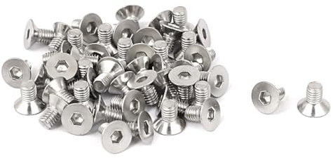 TA-VIGOR 50Pcs Hex Socket Countersunk Head Screw Bolts, M3 x 5mm 304 Stainless Steel Flat Head Socket Cap Screws Bolts Fasteners for Bicycle Motorcycle Repair, Machinery, Household Appliances