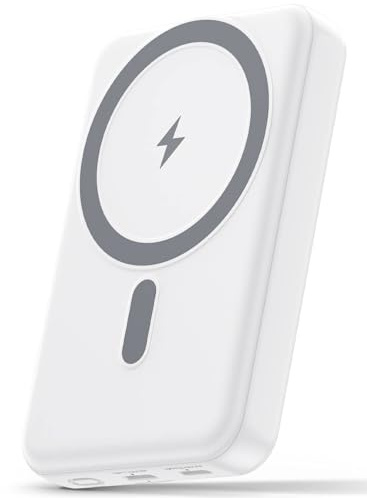 Wasuka Banque d'alimentation magnétique, 10 000 mAh, charge rapide PD 20 W, chargeur portable compatible avec batterie Magsafe, banque d'alimentation sans fil avec entrée et sortie USB-C pour iPhone