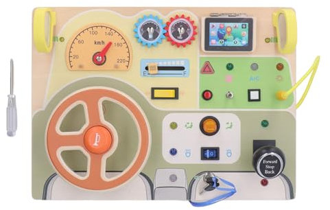Srliya LED Interactive Wooden Steering Wheel Toy for Toddlers, Preschoolers & Young Learners with Car Driving Wheel Board, Early Educational Stimulation Toy