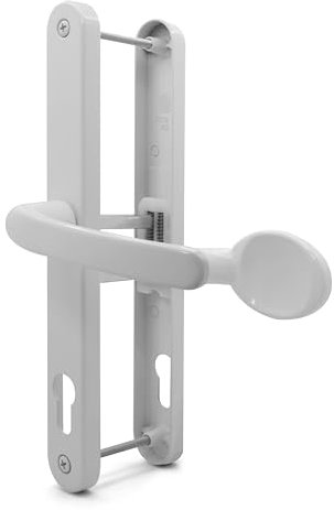 TSS UPVC Door Handles Set - Lever Moveable Pad - 92mm / 62mm PZ (Centres) - 240mm Screw to Screw - Backplate 272mm X 32mm - Replacement UPVC Door Handles - PVC Door Handle (White)