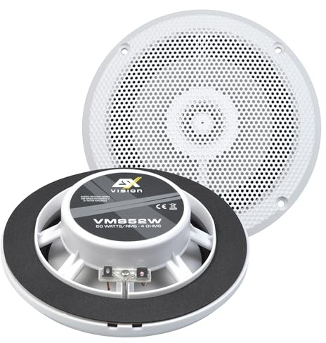 ESX VMS-52W - weisser 13 cm 2-Wege-Koax für Marine/Outdoor/Caravan | extrem flach - Einbautiefe 2,5 cm | UV-Beständig und feuchtigkeitsresistent | 1 Paar