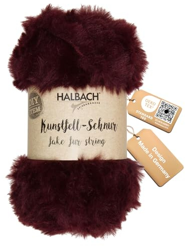 Halbach Seidenbänder Lana suave para tejer, ovillo de 50 g, ancho: 1 cm, hilo de piel sintética para manualidades, color: rojo vino