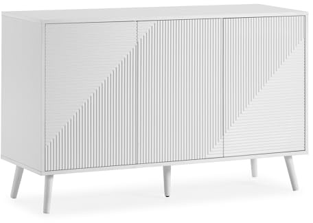 HOMN LIVING Buffet Telmo 3 Portes Couleur Blanc, 120 cm (Largeur) 40 cm (Profondeur) 76 cm (Hauteur)
