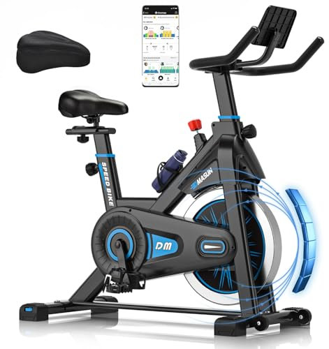 DMASUN Exercise Bike with Home Use, Professional Spin Bike with Super Quiet Magnetic Resistance, Indoor Cycling Bike with Shock Absorption, Comfortable Seat for Home Gym Training - 350/360LBs Capacity