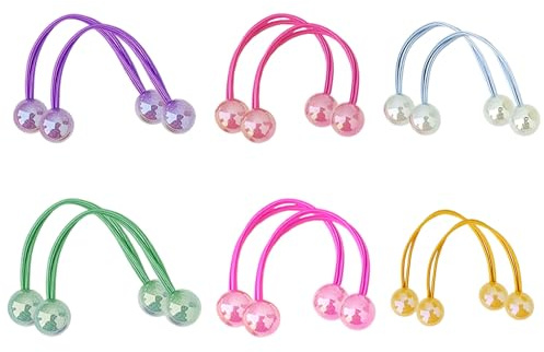 12 Pcs Porte-Queues de Cheval Élastiques à Double Boules,Élastiques à Cheveux en Caoutchouc Doux,Corde à Cheveux Colorée sans Couture pour Filles,Bébé, Enfant,Lot Multicolore