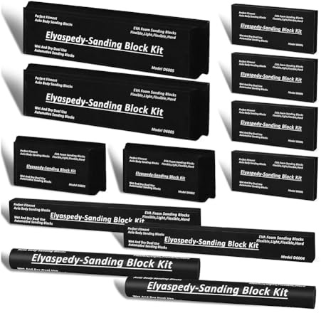 Yominerr Sanding Block Kit 12pcs Flexible EVA Foam Wet or Dry Sanding Blocks Set Car Sanding Block