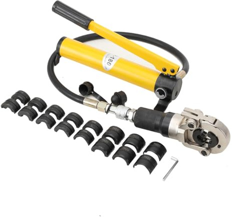 Hydraulische Presszange 6T Rohrpresszange 360° Drehbares Crimpzange-Pressset Handpresswerkzeug Set Mit 9 Sätzen V/TH-Form Der Crimpformen Für Pex-Rohre Pb-Rohre Kupferrohre