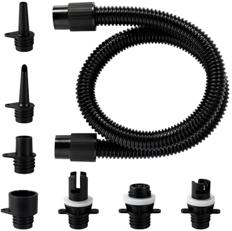 8stk Paddle Board Pumpe Schlauch Set, 1m SUP Luftpumpe Schlauch mit 7 Stil Luftventildüsen für Aufblasbares Stand-Up-Paddle-Board Zelt Pool Boot Kajak