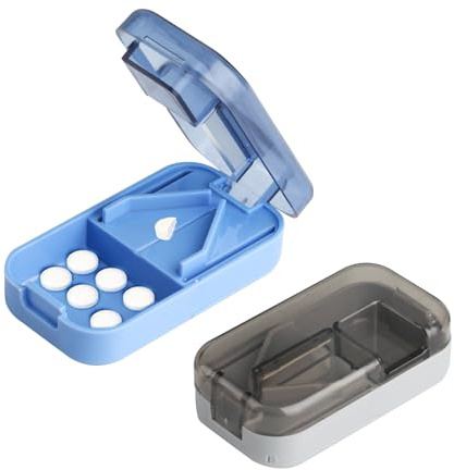 2 PcsCoupe Comprimé en 2, Coupe Medicaments en 2, Coupe Cachets, Pill Cutter, Séparateur de Comprimés, Séparateur de Médicaments Pour Fendre Vos Pilules Et Transporter Vos Médicament