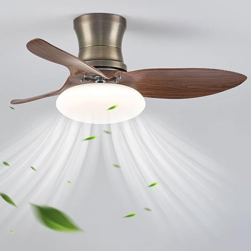 32.28 Inch Modern Ceiling Fan with Lights & Remote - Quiet 3-Blade LED Dimmable Fan for Bedroom - Reversible Ceiling Fan with Noiseless Lighting