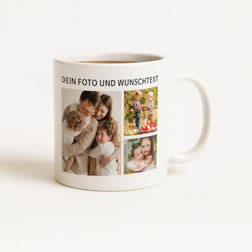 Tasse Personalisiert mit Foto und Wunschtext, Bedruckt Fototasse gestalten Tassen individuell mit eigenem Bild, Fototasse mit Wunschtext, Tasse selbst individuell gestalten