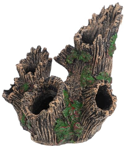Luxshiny Décoration D'aquarium Tronc d'arbre Artificiel Perforé, Cachette pour Crevettes et Poissons, Souche Résistante à l'usure, Compact et Réutilisable, Ornement Naturel pour Habitat