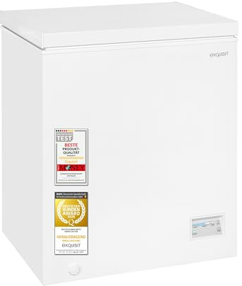 Exquisit GT5150-E-041E Gefriertruhe 142 l - Schnellgefrieren - Weiss | Kompakte Truhe mit 142 Liter Nutzinhalt, umschaltbar auf Kühlmodus, leiser Betrieb mit 40 dB, Energieklasse E, Weiss