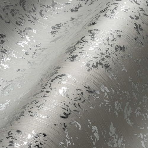 A.S. Création Architects Paper Textiltapete Metallic Silk Tapete mit Ornamenten barock 10,05 m x 0,53 m grau metallic Made in Germany 306622 30662-2