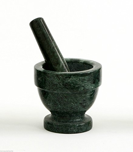 Mortero de mármol verde con base con mortero de cocina de 8 x 8 cm Big Green Marble Mortar Stone Kitchen with Pestle Handmade Classics Home Interior Design