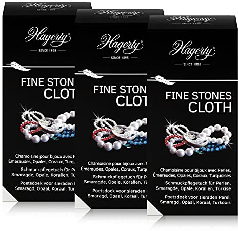 Hagerty Fine Stones Cloth Lot de 3 chiffons de nettoyage pour perles 36 x 30 cm