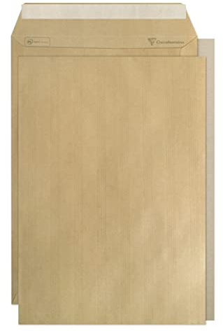 Clairefontaine 7850C - Karton mit 100 Versandtaschen Kraftbraun mit verstärktem Rücken C4-229x324 mm, selbstklebend, 90g, 1 Karton