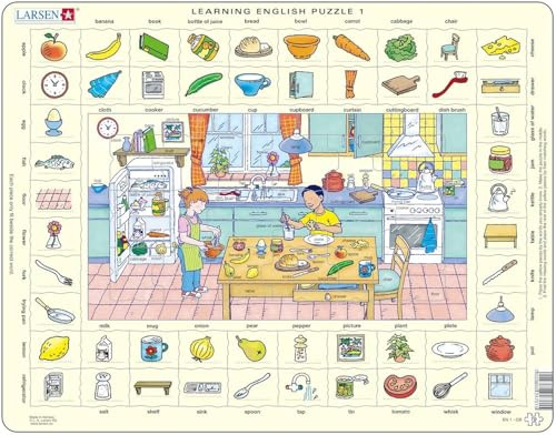 Larsen 7023852108970 - Puzzle da 70 pezzi, motivo: Learning English 1: in cucina