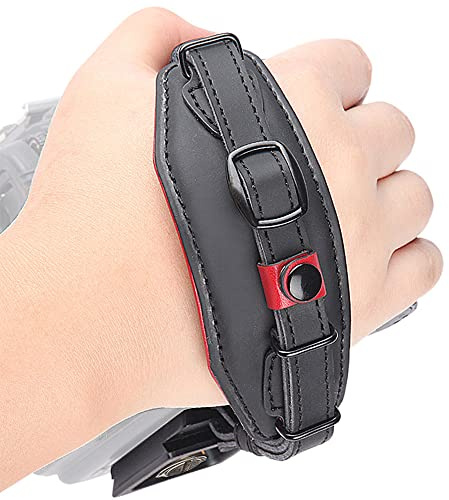 Cinghia da Polso per Fotocamera, LYNCA E6 Cinturino da Polso in Pelle Fotocamera con Piastra Sgancio Rapido, Eccellente Sicurezza e Stabilità e Controllo per Canon Nikon DSLR Camera e Altro (nero)