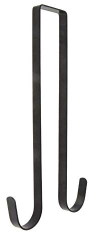 Norgail 12 Inches Double Side Wreath Hanger Over The Door - Large Wreath Metal Hook for Christmas Wreath Front Door Hanger - Holds 2 Wreaths with This 2 Sided Hanger - Premium Sturdy Metal Black