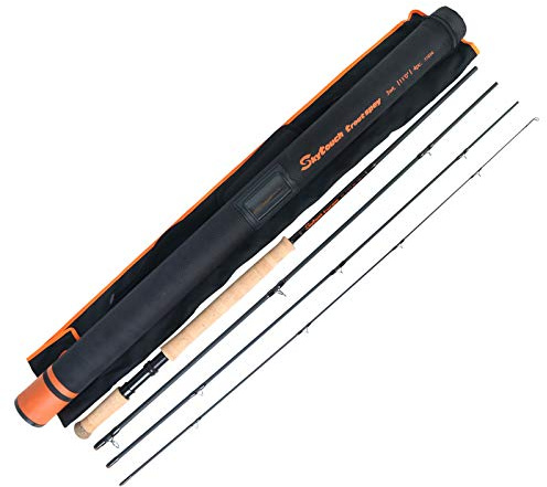 MAXIMUMCATCH Fliegenrute Skytouch Zweihändigkeit Fliegenfischen Rute Switch und Spey Spitzenaktion mit Cordura Rohr (Skytouch Troutspey, 3wt, 11'0'', 4 Teile)