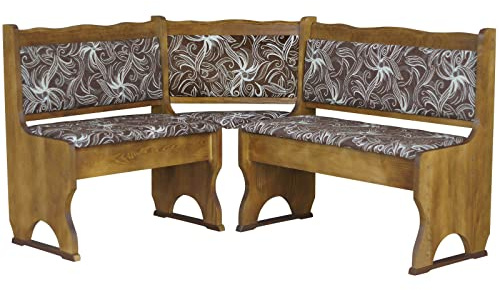 k koma Eckbank Blume DUNKEL 200x200 cm – Massivholz Kiefer, gepolstert, Farbe Eiche – Esszimmerbank NEU