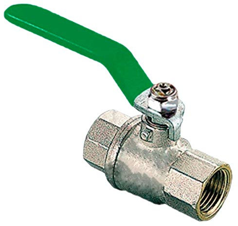 Kugelhahn aus Messing mit 2 Rohr Zoll DN50 Innengewinde IG x IG Druck PN25 Bar mit robustem Stahl Hebelgriff grün Absperr Kugel Ventil BSP Gewinde Fitting Anschluss Rohr Leitung