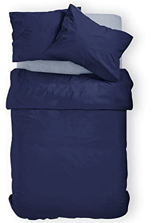 Amolavet Winter Bettwäsche 135x200 2teilig Set Blau aus Gebürstetem Mikrofaser Winterbettwäsche 135x200 Bettbezug 135 X 200 + Kissenbezüg 80x80 Mit Reißverschluss für Einzelbett