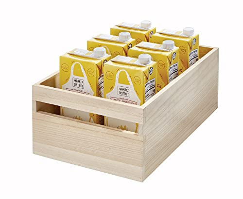 iDesign Aufbewahrungsbox mit Griffen, Küchenschrank Organizer aus Paulownia-Holz für Regal oder Vorratsschrank, vielseitige Kiste zur Aufbewahrung, beige, 38.1x25.4x15.7cm