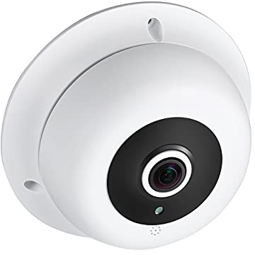 Revotech Cámara IP Ojo de Pez con Micrófono, HD 3MP Cúpula Interior Audio Cámara de Seguridad P2P 1.7mm Lente Gran Angular IR Visión Nocturna H.265(IF04-Audio Blanco)