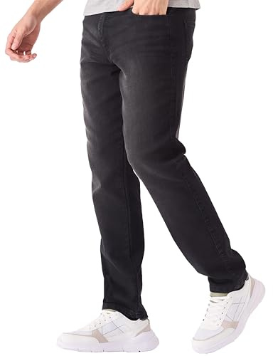 JMOJO Jeans for Men - Stretch-Mens Slim Fit Jeans - Casual Denim Pant for Outings- Waist 30 Inseam 32 Black Wash