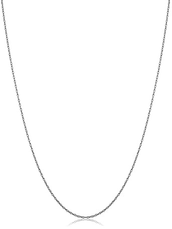 USIGONG 10k vitt guld delikat lätt tunn repkedja halsband för kvinnor (18 tum - 1 mm), Platina, Ingen ädelsten