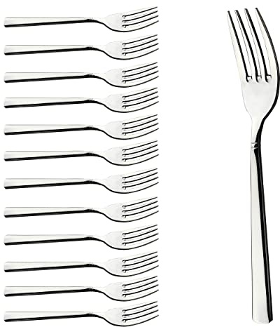 CAMRI Forks Set of 12 – Dinner Fork Stainless Steel, Heavy Duty, Silver, Mirror Polished, Cutlery Table Forks Set for Home, Kitchen & Restaurant, Dishwasher Safe 18.3 cm / 7.2 in (C37-12 Pcs)