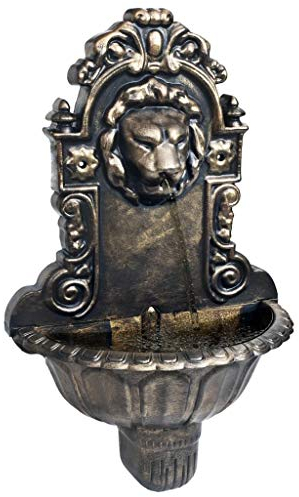 INLIFE Fontana da parete con testa di leone, bronzo