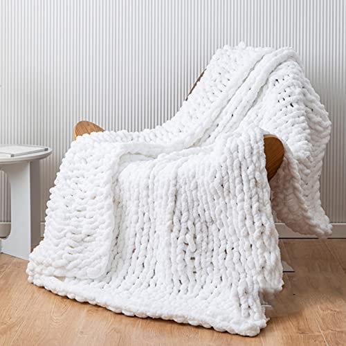 MHUQIA Grob Gestrickte Decke 200x200cm, GroßE Kuscheldecke, Gestrickte Decke Grob Kuscheldecke Grobstrick Wolldecke Strickdecke Tagesdecke üBerwurf Decke Zuhause Dekor Geschenk