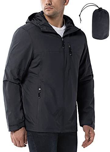 33,000ft Regenjacke Herren Wasserdicht Atmungsaktiv Packbare Leichte Jacke | Windjacke Winddicht Fahrrad Outdoorjacke & Sportjacke mit Wasserdichter Reißverschluss, Kapuze, Unterarmbelüftung