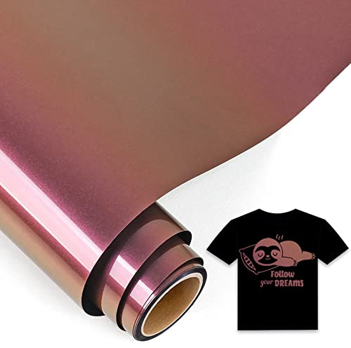 IModeur 5 fot kameleont plotterfolie textil guld till rött – 30,5 x 152,5 cm flexfolie plotter textil för silhuett, kläder, mössor, byxor, andra tyger