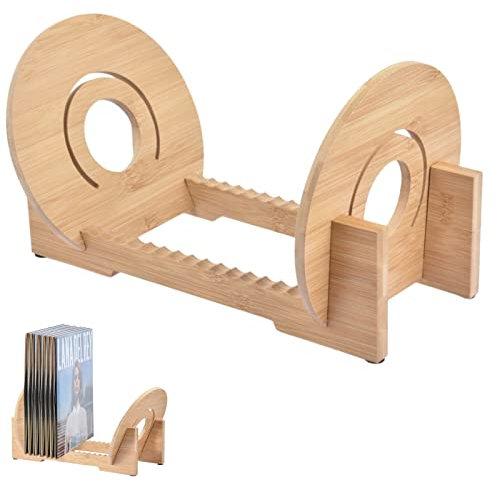 ARSBORUI Support De Disque Vinyle, Rangement Disques Vinyles, Présentoir pour Disques Vinyles en Bambou, Design Haut De Gamme, Stockage 50 Albums