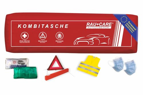 Rau Kombitasche rot 3-in-1 DIN Verbandtasche + Warnweste + Warndreieck