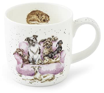 Wrendale Kaffeetasse Movie Night 300ml Teetasse Hundemotiv Henkeltasse Porzellantasse Hund Kaffeebecher Teebecher