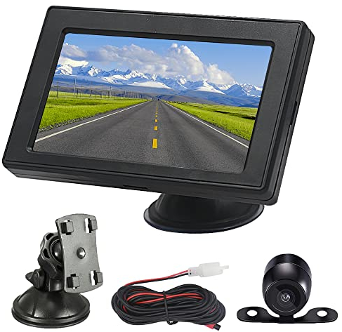 OBEST 4,3 Zoll TFT LCD Monitor Rückfahrkamera Set, IP68 Wasserdicht Auto Rückfahrkamera, Rückfahrkamera mit Monitor, Rückfahrkamera Kit für Bus, Van, LKW, Transporter, Wohnmobil