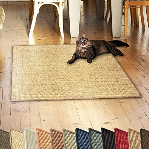 KARAT Sisal Fußmatte Teppich Vorleger Kratzteppich Katzenmöbel Kratzmatte Sisalmatte, widerstandsfähig & in vielen Farben und Größen erhältlich (50 x 100 cm, Natur)