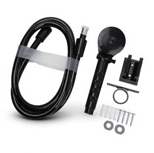Wohnmobil-Duschset, Wassersparender Tragbarer Duschkopf, ideal für Boote & Wohnwagen, Schwarz