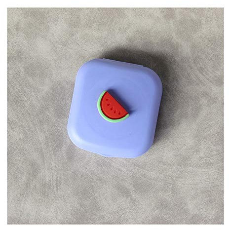 Lens Storage Cases， Contact Lens Cases,Mini Box Container, Cute Girl Fruit Contact Lens Case Box With Mirror Women Mini Square Lovely Eyes Contact Lens Container Box Bag Travel Kit (Color : Peach) ( C
