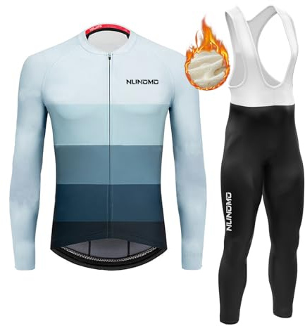 Cykeldräkt för män, termisk, vindtät, cykelkläder set, långärmad tröja, 9D vadderad haklapp tight för MTB cykelkläder kit, snabbtorkande (TYPE-9, S)