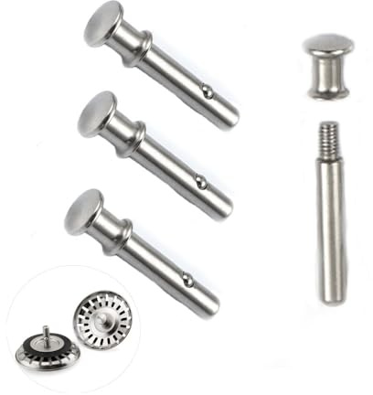 UtySty Lot de 4 filtres d'évier de cuisine M8 de 1,6 cm - Panier de vidange rond - Poignée de tige de traction avec verrouillage à bille - Pièces de réparation universelles pour canalisations standard