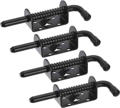 sourcing map Verrou À Barillet Acier Carbone 10x128mm Noir 4 Pièces | Loquet De Porte À Ressort Électrophorétique, Verrou Coulissant, Pour Portes De Remorque Armoires Coffres Hayon