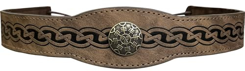 HiiFeuer Mittelalterlich Geprägter Kopfschmuck aus Kunstleder, Retro Renaissance Verstellbares Stirnband, Cosplay Kostüm Zubehör für LARP